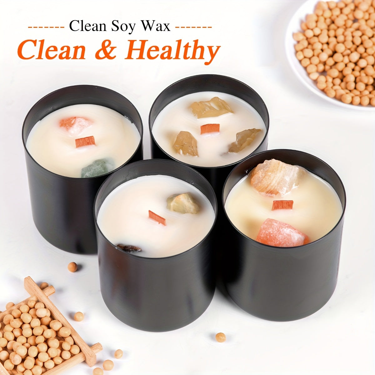 Set de regalo de 8 piezas, 44 oz, 4 velas perfumadas + 4 almohadillas, set de regalo de velas de cristal natural