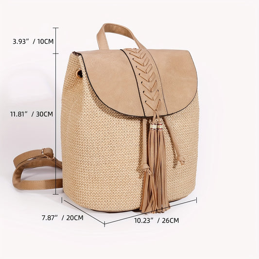 Mochila minimalista de borlas de estilo casual