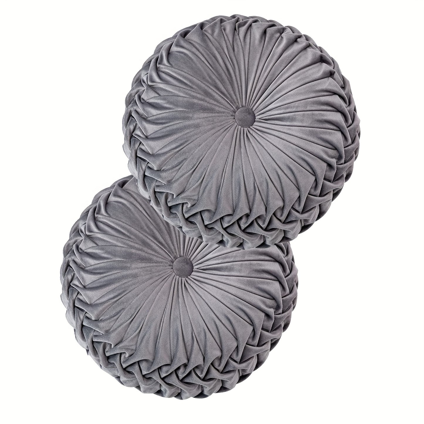 Juego de 2 piezas de lujosas almohadas redondas plisadas de terciopelo