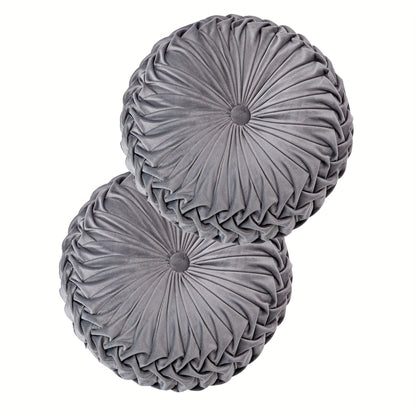 Juego de 2 piezas de lujosas almohadas redondas plisadas de terciopelo