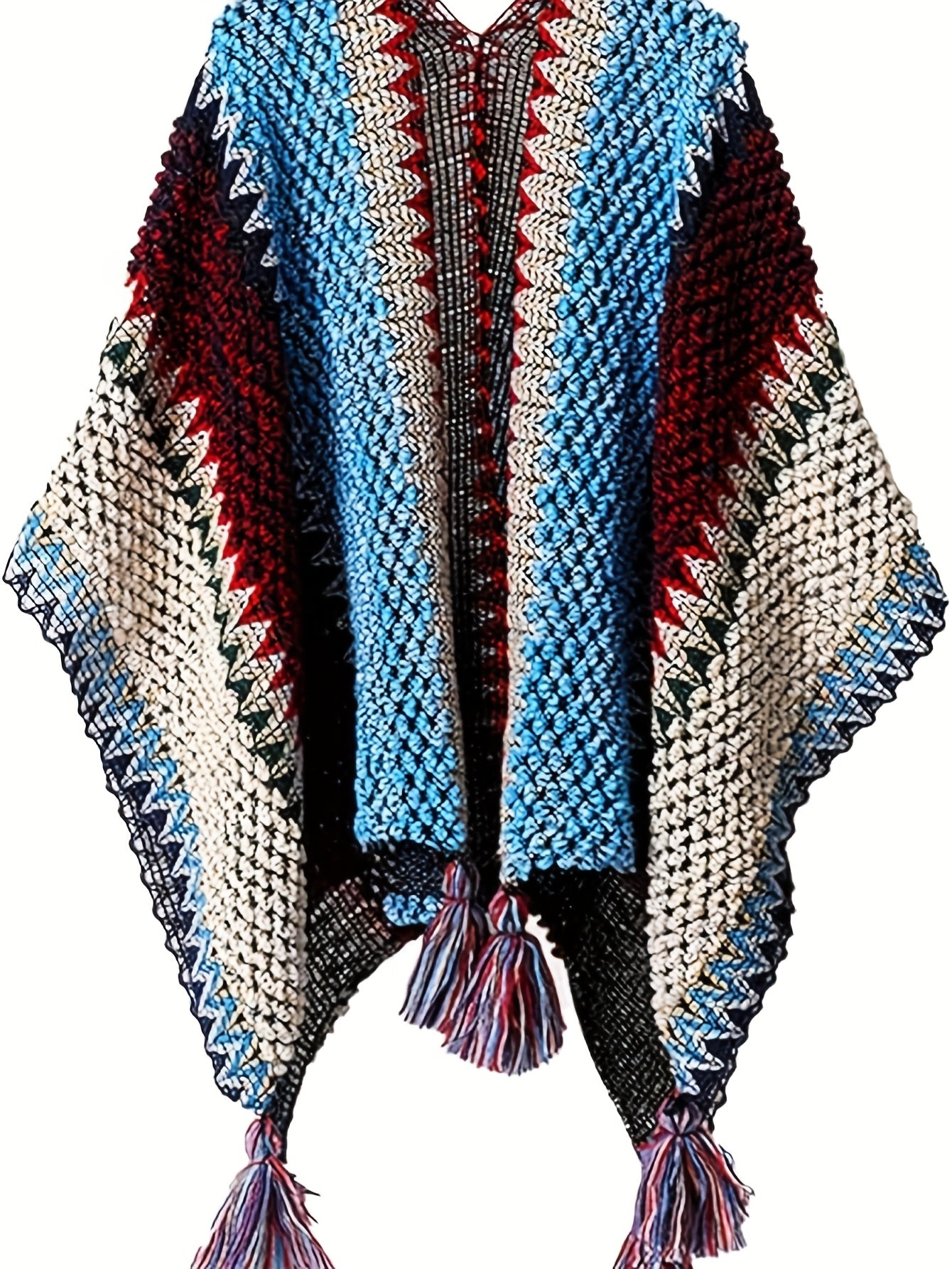 cárdigan de poncho étnico suave, bohemio