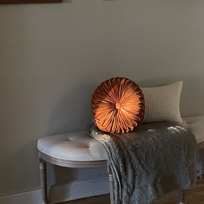 Juego de 2 piezas de lujosas almohadas redondas plisadas de terciopelo