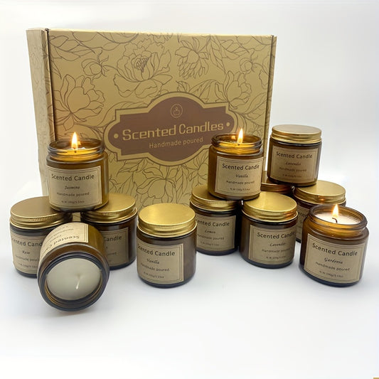 Paquete de 12 velas perfumadas - Tiempo de quemado de 30 horas Velas de cera de soja