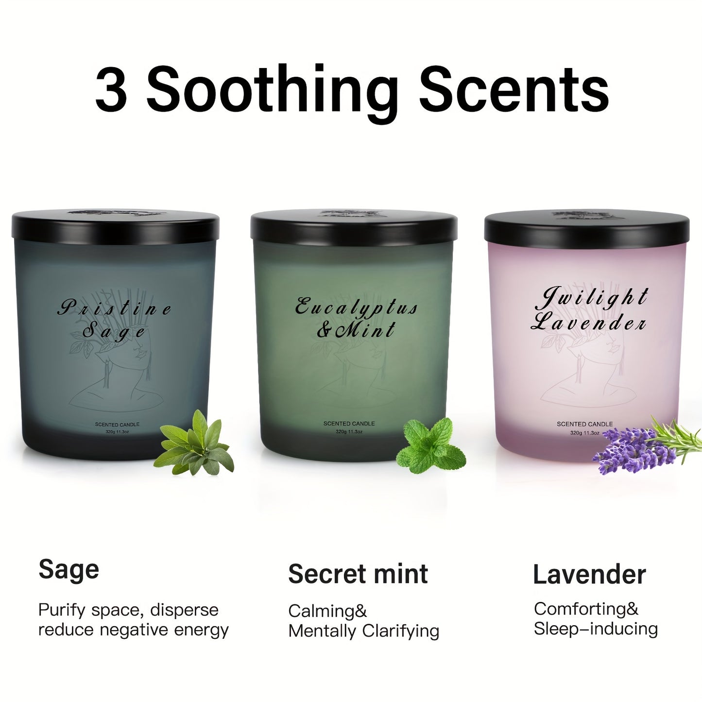 Paquete de 3 velas perfumadas de cera de soja de primera calidad