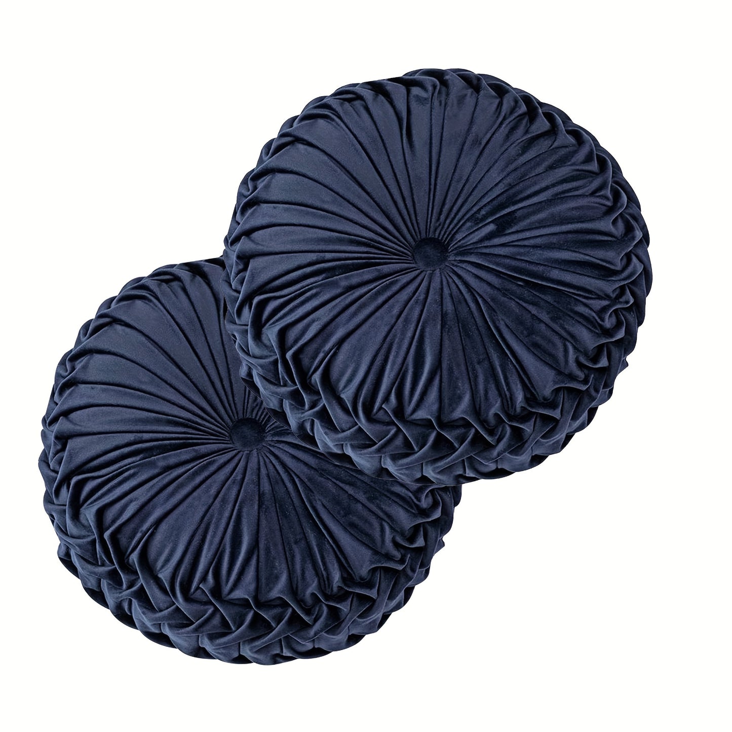 Juego de 2 piezas de lujosas almohadas redondas plisadas de terciopelo