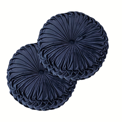 Juego de 2 piezas de lujosas almohadas redondas plisadas de terciopelo