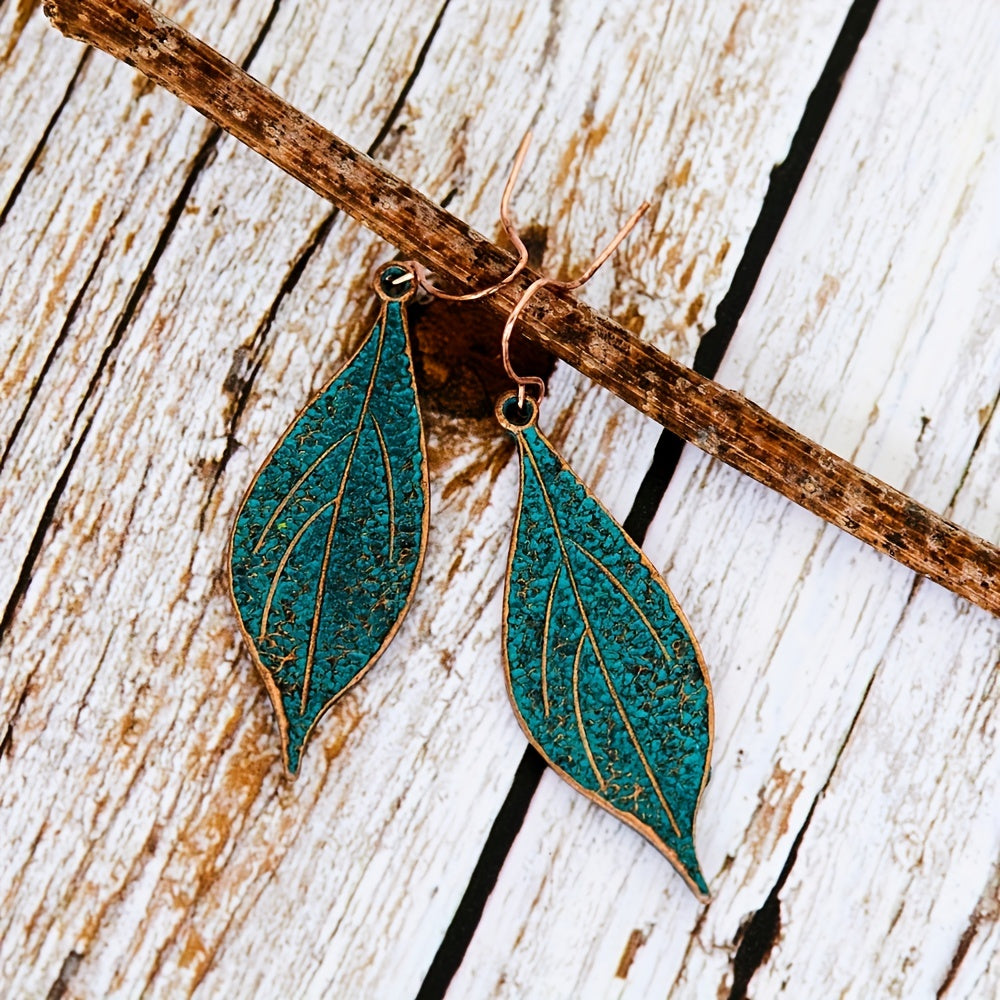 Pendientes colgantes de hoja de aleación de zinc de aleación boho vintage