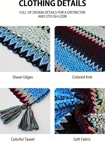 cárdigan de poncho étnico suave, bohemio