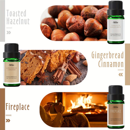 Aceites esenciales de invierno para difusores, 6 x10ml-bayas de invierno, canela de pan de jengibre, chimenea y más