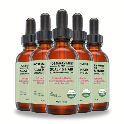 Aceite fortalecedor del cabello con menta, romero, biotina y aceites esenciales, tratamiento nutritivo para todo tipo de cabello