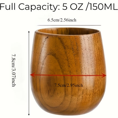 Juego de 6 tazas de madera natural hechas a mano
