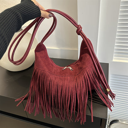 Bolso Boho Chic de gran capacidad - Resistente al agua, correas de hombro fijas, forro de poliéster, cierre de cremallera