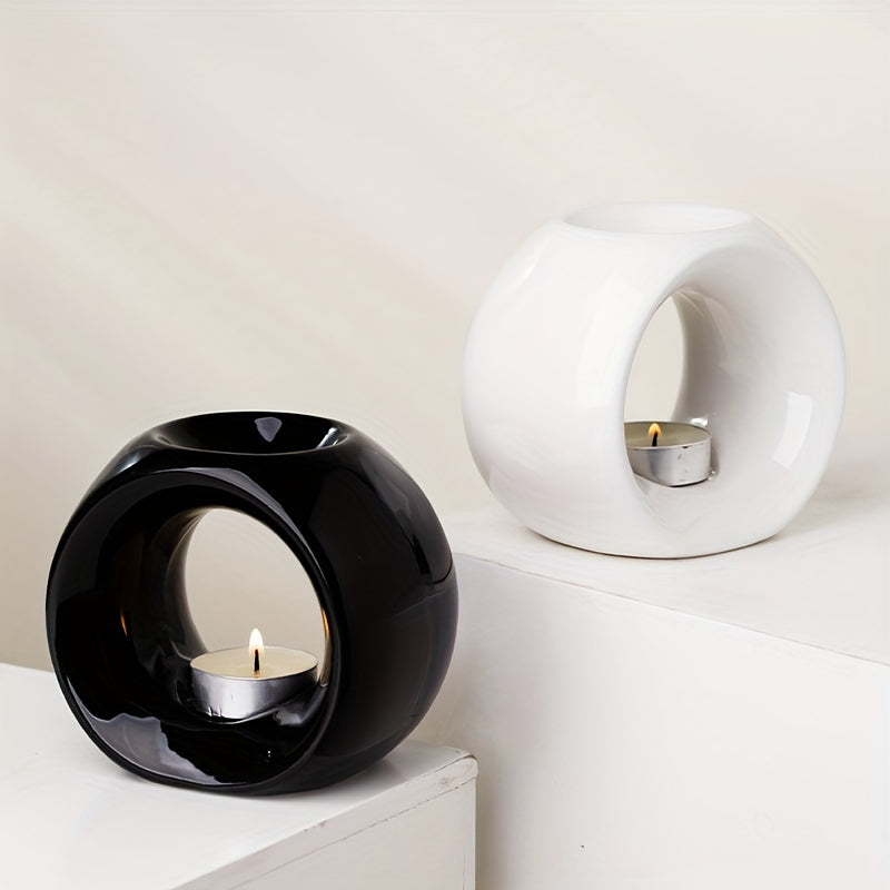 Quemador de aceite de cerámica de diseño hueco de forma ovalada