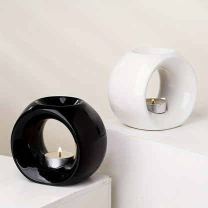 Quemador de aceite de cerámica de diseño hueco de forma ovalada