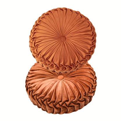 Juego de 2 piezas de lujosas almohadas redondas plisadas de terciopelo