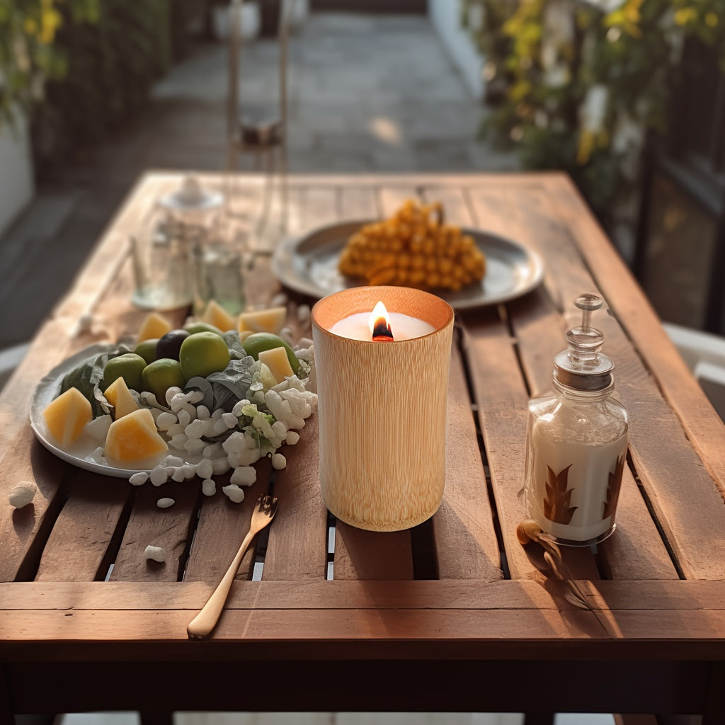 Vela de larga duración, velas únicas en tazas de bambú carbonizado