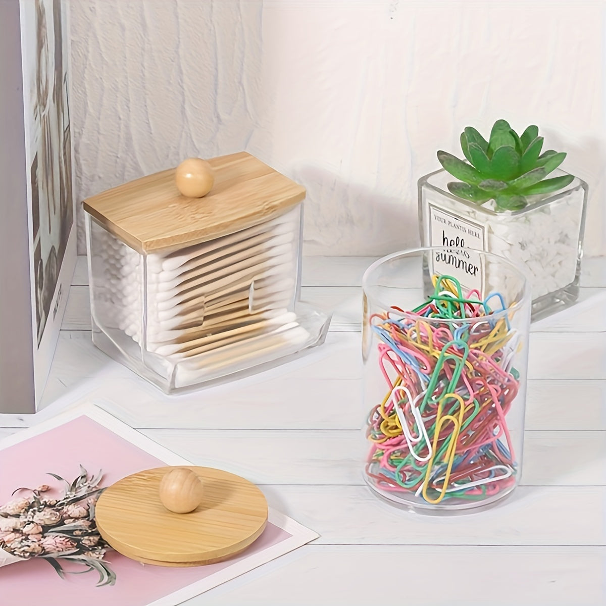 4-piece bamboo bathroom accessory set