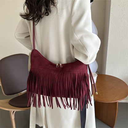 Bolso Boho Chic de gran capacidad - Resistente al agua, correas de hombro fijas, forro de poliéster, cierre de cremallera